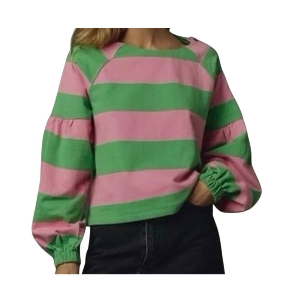 Maeve Anthropologie small french terry puff sleeve sweatshirt SP2 3206